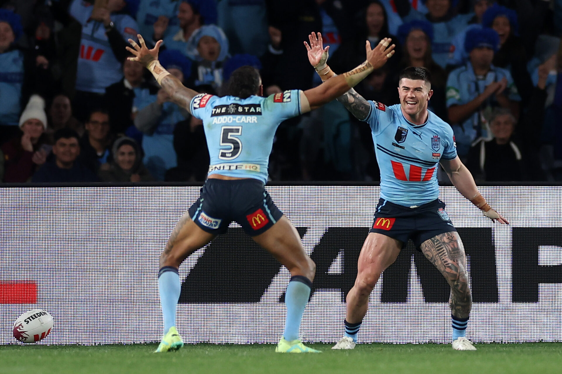 Who scored the last try of the 2023 State of Origin series? NSW vs QLD