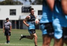 Nikora Williams enjoying NRL pre-season training. (Photo: Sharks Media)